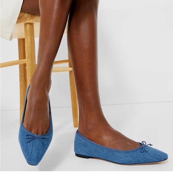NEW $350 Veronica Beard Women's denim Blue Ballet Flats shoes size 7.5 - Picture 2 of 6